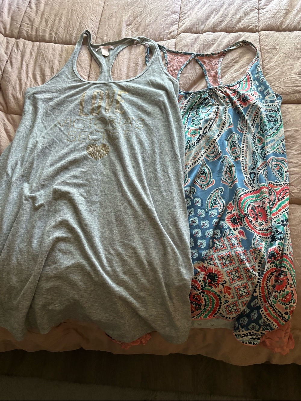 Victoria's Secret Gray Graphic Racerback sleepwear & Blue Paisley sleepwear